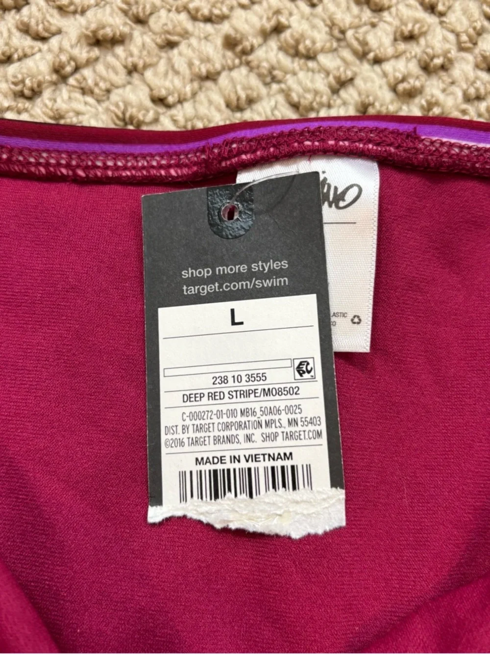 Brand new with Tags Mossimo‎ Brand Red Striped Bikini Bottoms Size Large